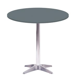 Mesa Delta em Alumínio 75 cm (Alt) Base em X Tampo MDP Redondo 80 cm (Larg) x 2,50 cm (Alt) Grafito
