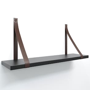 Prateleira Em Mdf Preto 50x15cm Com Alça Cor Café