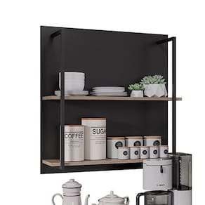 Prateleira Industrial Dupla Cozinha Suspenso Painel Eri 70,5cm Preto-freijó M12 - D`rossi