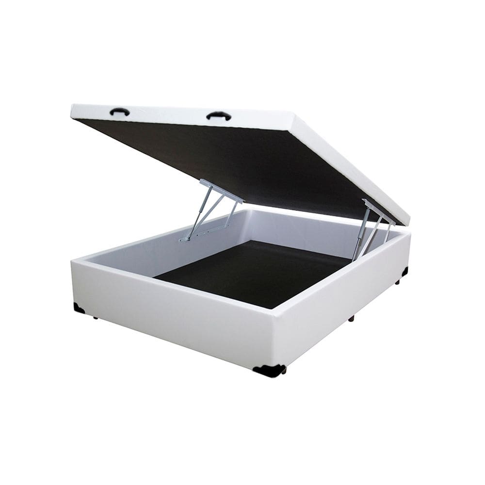 Cama Box Baú Casal Principe das Camas Sintético Branco 138x188x41