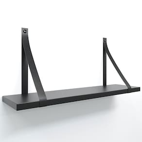 Prateleira Em Mdf Preto 50x15cm Com Alça Cor Preto