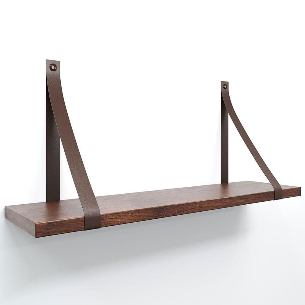 Prateleira Em Mdf Castanho 50x15cm Com Alça Cor Café
