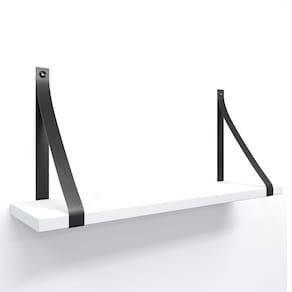 Prateleira Em Mdf Branco 60x15cm Com Alça Cor Preto
