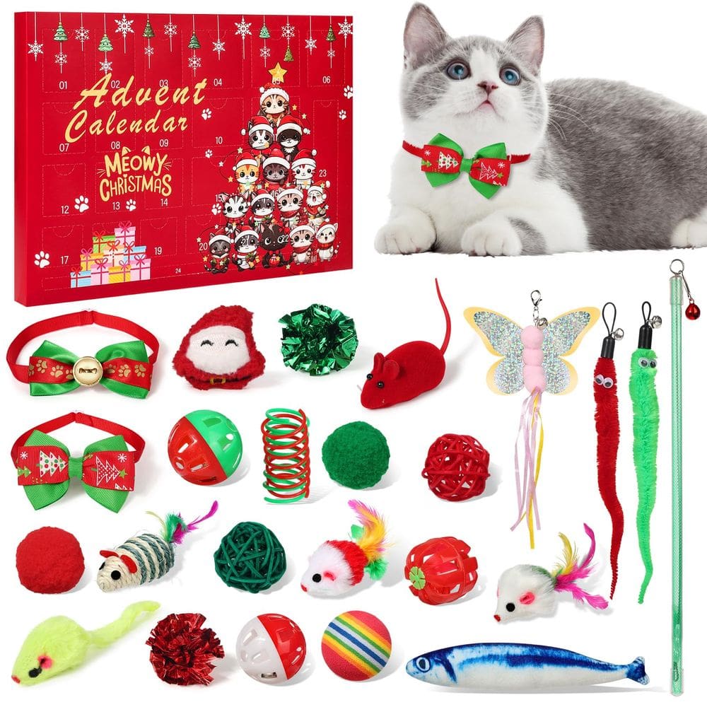 Calendário do Advento Cat Munutix 2024 com 24 brinquedos interativos para gatos