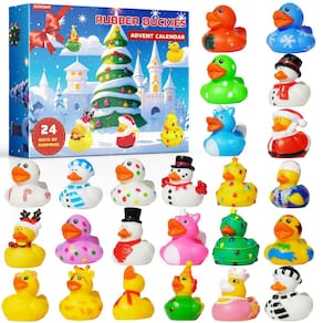 Calendário do Advento Rubber Duck 2024 com 24 brinquedos de banho Duckie
