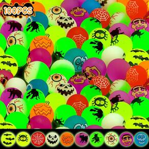 Bolas saltitantes ZIRSENG Halloween que brilham no escuro x100