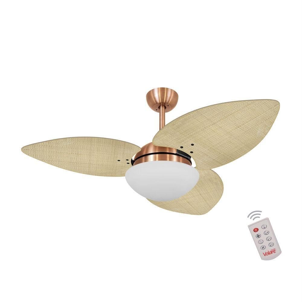 Ventilador De Teto Cobre 3 Pás Palmae Natural 127V
