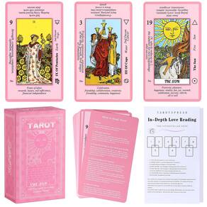 Conjunto de baralhos de tarô Myripoly Pink para iniciantes com guia