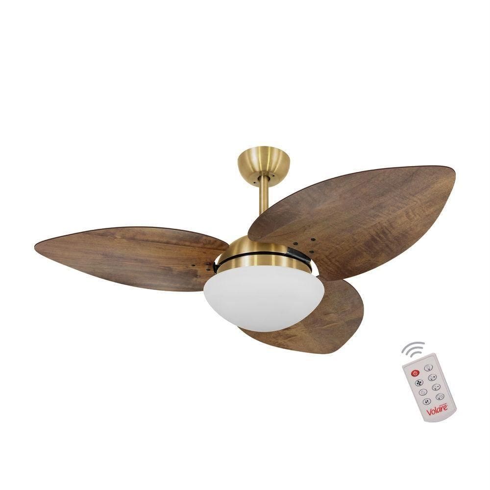 Ventilador De Teto Dourado 3 Pás Rádica Imbuia 127V