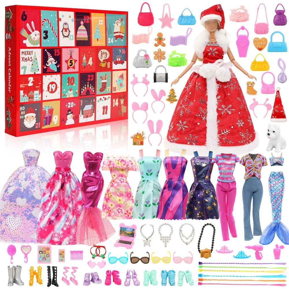 Kit de calendário de advento para roupas de boneca Miunana de 11,5 polegadas para meninas