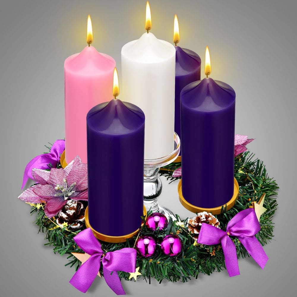 Castiçal Advent Wreath Ziliny Christmas Purple com 5 latas