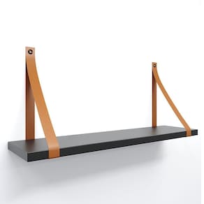 Prateleira Em Mdf Preto 60x15cm Com Alça Cor Caramelo
