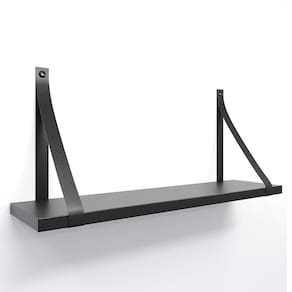 Prateleira Em Mdf Preto 60x15cm Com Alça Cor Preto