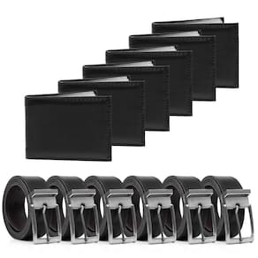 Kit De 6 Cintos Dupla Face Masculino E 6 Carteiras Simples