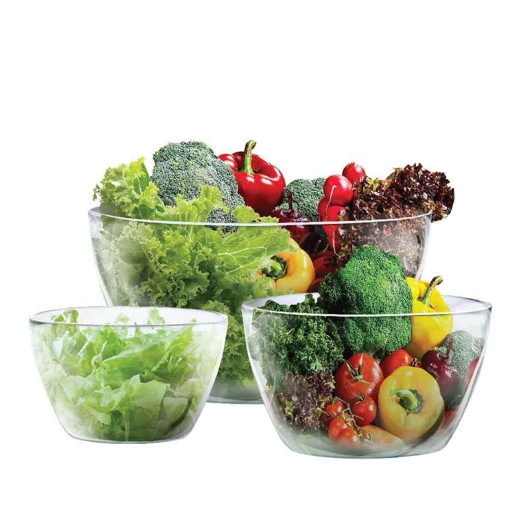 Bowl de Vidro Tropical Saladeira e Fruteira 3 Peças Ruvolo