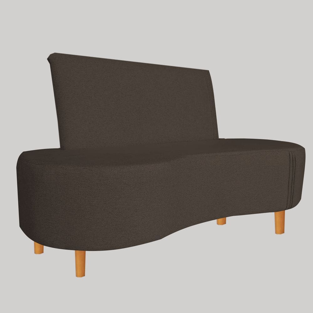 Sofá Curvo 2 Lugares Feijão Forma Orgânica Pes Palito Marrom