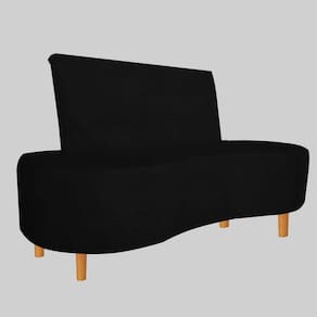 Sofá Curvo 2 Lugares Feijão Forma Orgânica Pes Palito Preto