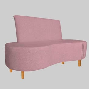 Sofá Curvo 2 Lugares Feijão Forma Orgânica Pes Palito Rosa