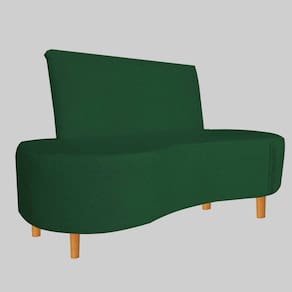 Sofá Curvo 2 Lugares Feijão Forma Orgânica Pes Palito Verde