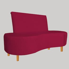 Sofá Curvo 2 Lugares Feijão Forma Orgânica Pes Palito Vermelho