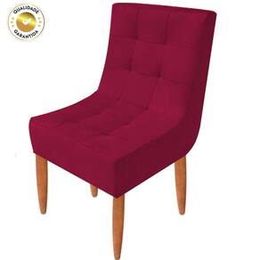 Conjunto 2 Cadeiras Estofadas Sala De Jantar Camily Suede Vermelho