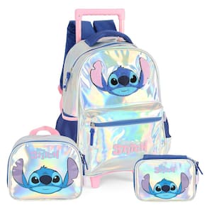 Kit De Rodas Holográfico Stitch Com Lancheira e Estojo Box