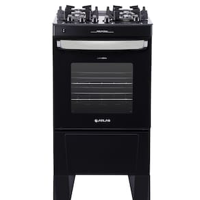 Fogão 4 Bocas Atlas Agile UPGlass Com Mesa De Vidro E Acendimento Automatico Preto Bivolt