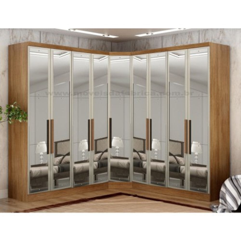 Guarda Roupa 100% MDF Espelhado 9 Portas 6 Gavetas - Linea-Cumaru - Móveis Novo Horizonte