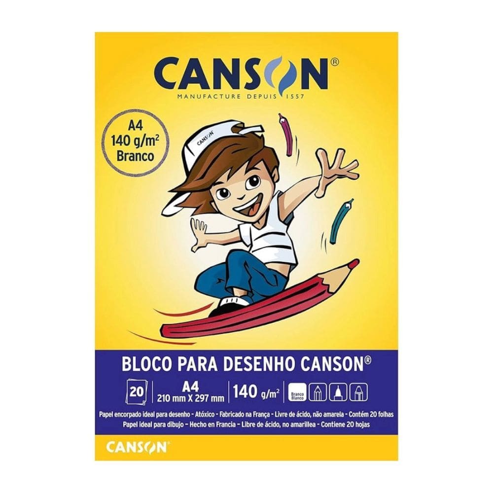 Bloco Para Desenho A4 140g/m² 20 Folhas 21 x 29,7cm - Canson