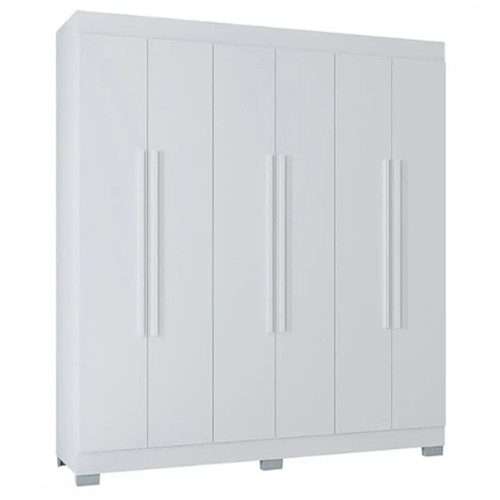 Guarda Roupa Barcelona Poquema Casal 6 Portas 2 Gavetas Cor Branco