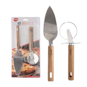 Conjunto Cortador e Servidor de Pizza com Cabo de Madeira