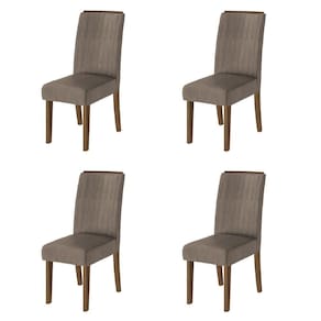 Conjunto Com 4 Cadeiras Estofada Sala De Jantar Grécia Cedro / Mascavo Dobuê Cedro