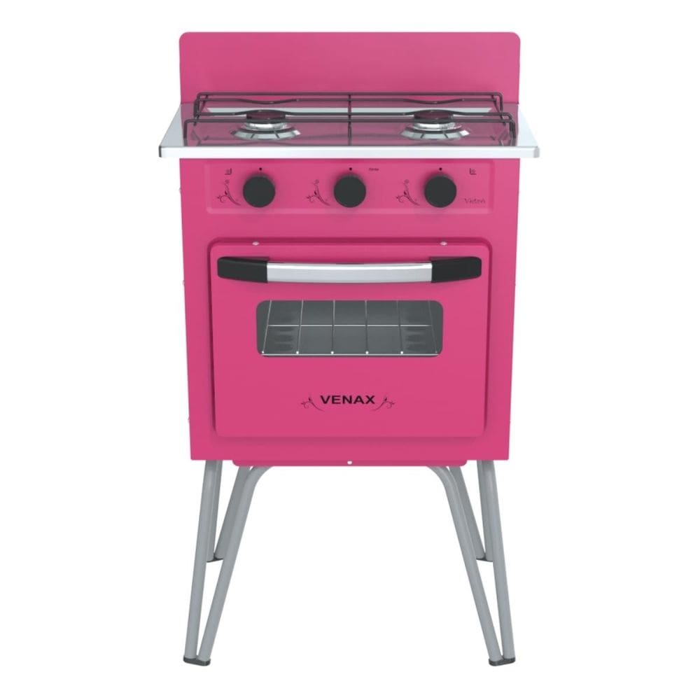 Fogao 2 Bocas Venax Gemini Vetro Pink Gas Glp