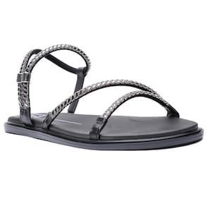 Papete Moleca Tiras Strass Feminina - Preto
