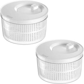 2 Secadores de Saladas Ou 5,5L Branco Centrifuga Legumes Clear Fresh com Escorredor