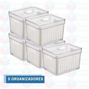 Organizadores Acrílico Geladeira com Cesta Resistente 5 Uni