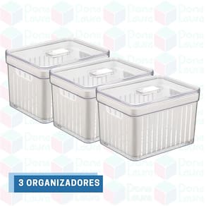 Organizadores Acrílico Geladeira com Cesta Resistente 3 Uni