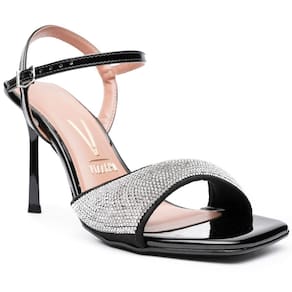Sandália Vizzano Salto Alto Strass Feminina - Preto