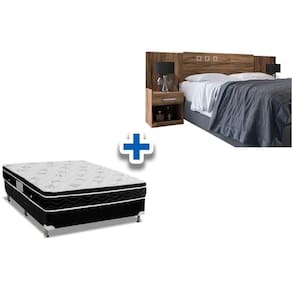 Cama Box Casal CRC + Colchão Molas Physical Ortobom + Cabeceira Plus Atacama-Jatobá