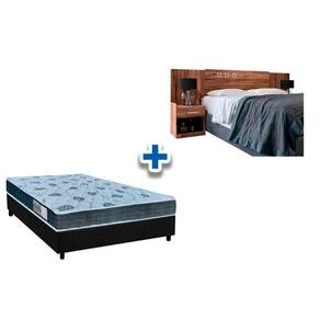 Cama Box Casal CRC + Colchão D45 Cecina + Cabeceira Plus Atacama-Jatobá