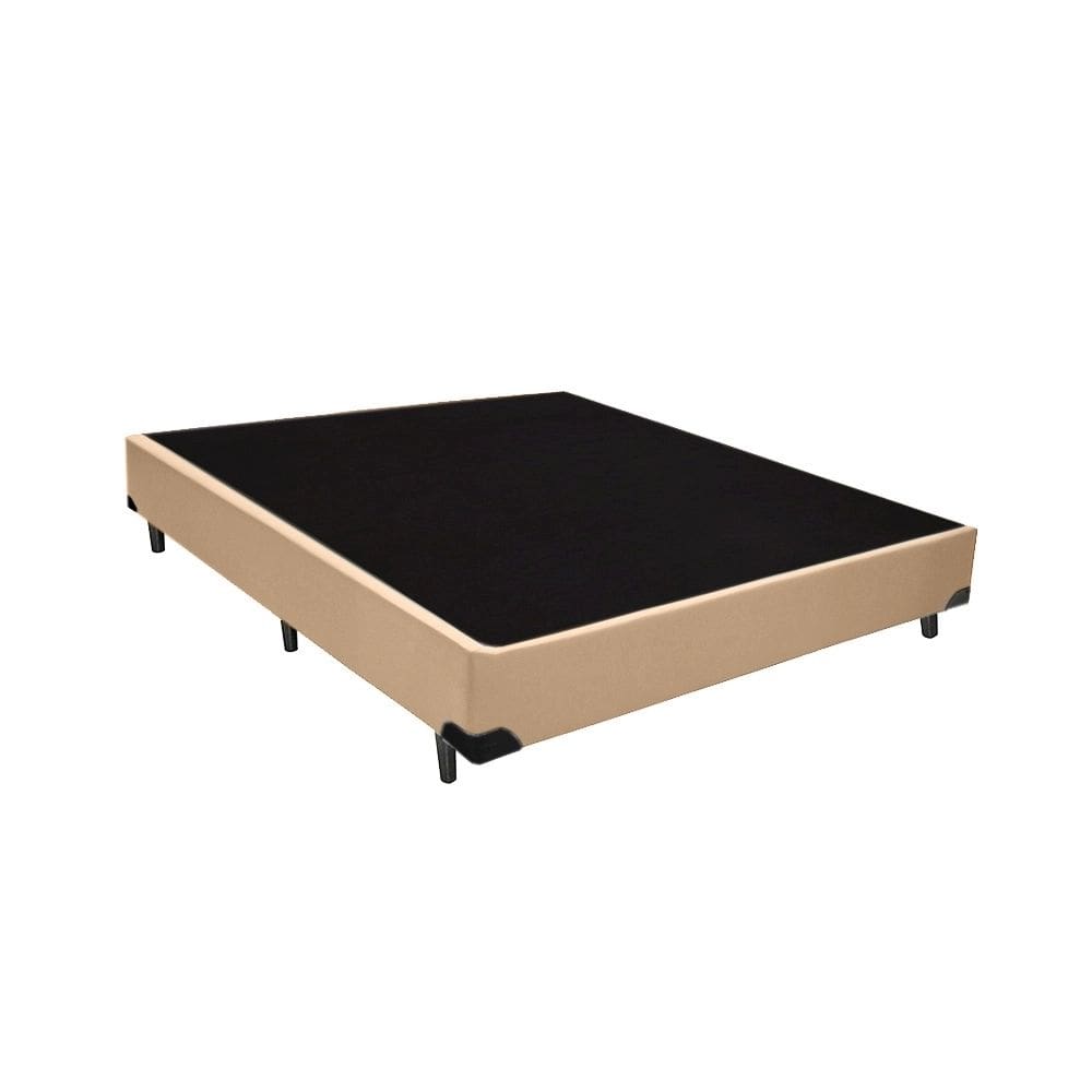 Base Box Viuvão Blindado Sintético Bege 128Cm de Largura