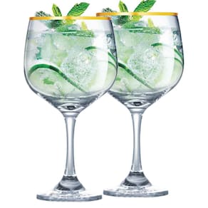 Taças de Vidro Gin com Filete de Ouro 700ml 2pcs Ruvolo