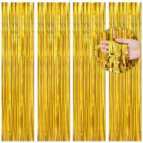 Cortina de franja BTSD-Home Gold Foil para decoração de festas 2,45 m x 9
