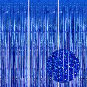 Pano de fundo com franja metálica DECOCKRAT Laser Royal Blue 1x2,5 m, pacote com 3