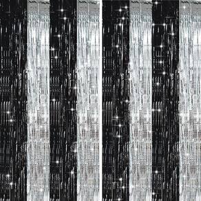 Decoração de flâmulas de festa TONIFUL Silver Black Door