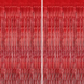 Pano de fundo com franjas metálicas DECOCKRAT Red Tinsel Cortinas 1x2m 2 Pa