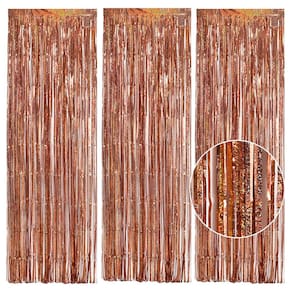 Cortinas de alumínio com franjas TONIFUL Laser Rose Gold 3 unidades (3 m x 2 m)