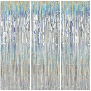 Cortinas de alumínio TONIFUL Laser Silver para festas, 3 unidades (3 m x 2 m)
