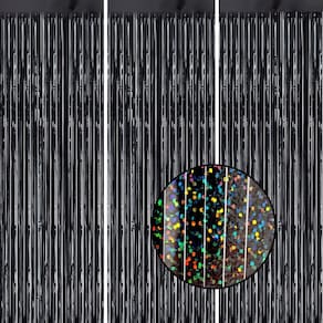 Pano de fundo com franja metálica DECOCKRAT Laser Black Shiny Tinsel x3