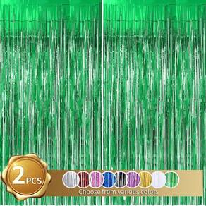 Cortina de franjas BEISHIDA Green Tinsel Metallic 1,0 m x 2,0 m 2